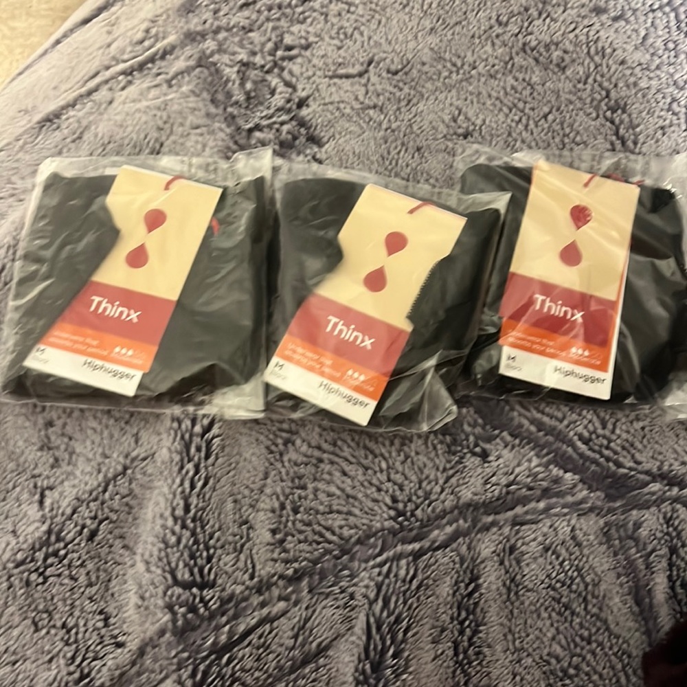 Three pairs of unopened Thinx Hiphugger Medium Black